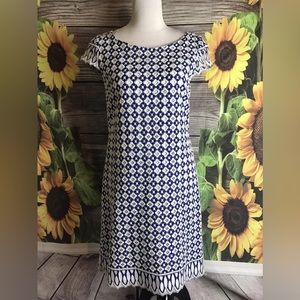 Betsey Johnson Blue White Eyelet Sheath Dress 2